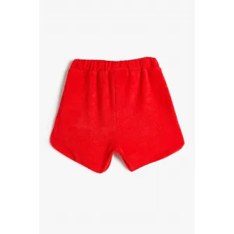 KOTON, Pantaloni scurti din material terry cu snur de ajustare, Rosu, 74-80 CM