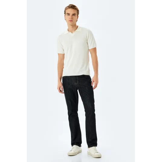 KOTON, Pulover slim fit cu maneci scurte, Crem, M