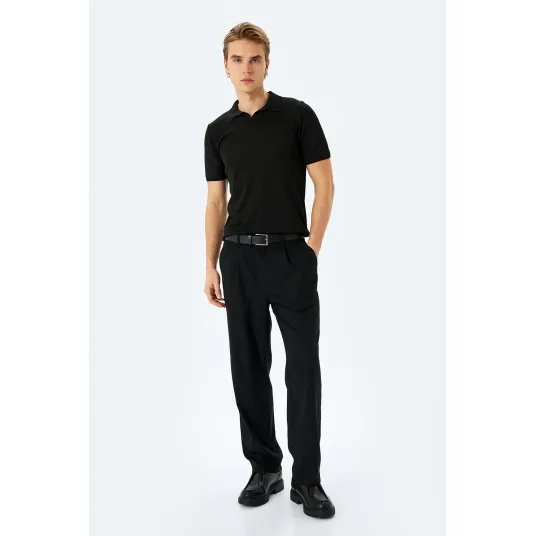 KOTON, Pulover slim fit cu maneci scurte, Negru, M