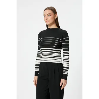 KOTON, Pulover striat cu dungi, Alb, Negru, M