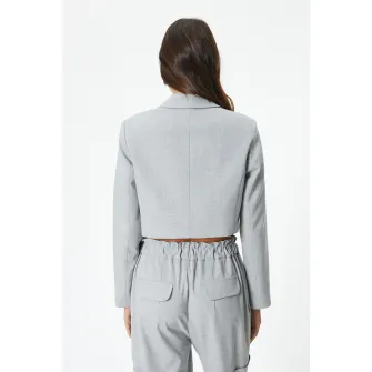 KOTON, Sacou crop cu buzunar pe piept, Gri melange, 40