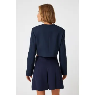 KOTON, Sacou crop cu decolteu la baza gatului, Auriu, Albastru inchis, 42