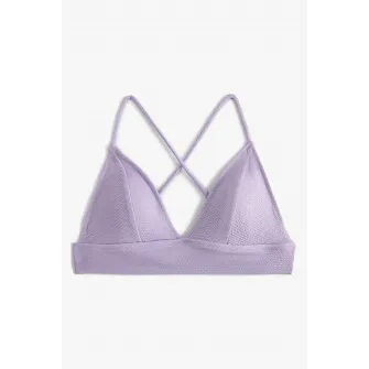 KOTON, Sutien de baie cu cupe triunghiulare si aspect texturat, Lila, 40