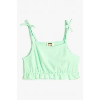 KOTON, Top crop cu decolteu patrat, Verde menta, 146-152 CM