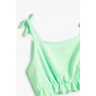 KOTON, Top crop cu decolteu patrat, Verde menta, 146-152 CM