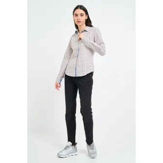 KVL by KENVELO, Camasa cu maneci lungi si model in carouri, Alb, Albastru inchis, Bej deschis, S