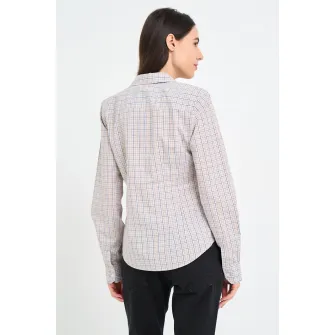 KVL by KENVELO, Camasa cu maneci lungi si model in carouri, Alb, Albastru inchis, Bej deschis, S