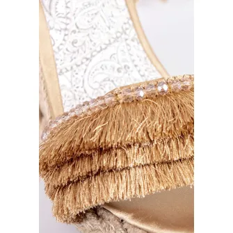 L.A. Water, Sandale-espadrile cu talpa wedge, Maro nisip, 41