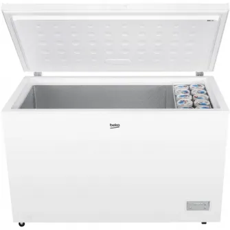 Lada frigorifica Beko CF380EIWN, 371 l, Clasa E, Conditii extreme, Inghetare rapida, Alb