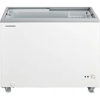 Lada frigorifica comerciala Heinner HSF-M255WHC, capac din sticla, 255L, clasa C, functionare convertibila (frigider/congelator), 1 cos, alb