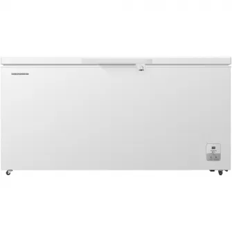 Lada frigorifica Heinner HCF-HS500EE++, 500 l , Clasa E, Compresor inverter, Control electronic, Display, Lumina LED, Maner extern cu incuietoare, 2 cosuri, Alb