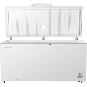 Lada frigorifica Heinner HCF-HS500EE++, 500 l , Clasa E, Compresor inverter, Control electronic, Display, Lumina LED, Maner extern cu incuietoare, 2 cosuri, Alb