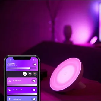 Lampa de masa LED RGBW integrat Philips New Hue Bloom (gen4), ZigBee Light Link, Bluetooth, 7.1W, 500 lm, lumina ambianta alba si color, Alb