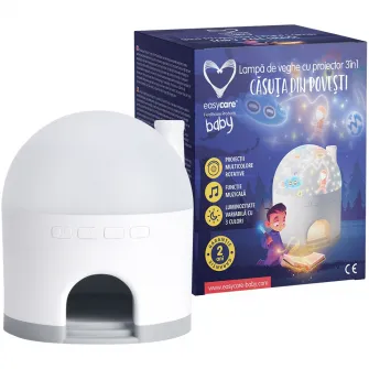 Lampa de veghe 3in1 cu proiectii pentru copii Easycare baby Casuta din povesti
