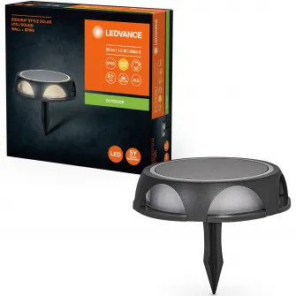 Lampa LED cu incarcare solara Ledvance Endura Round, 1.2W, 60 lm, lumina calda (3000K), dimabila, IP65, Г140x115 mm, forma rotunda, aluminiu/policarbonat, Gri inchis