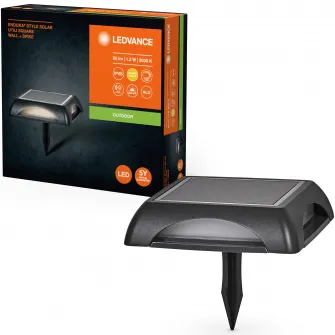 Lampa LED cu incarcare solara Ledvance Endura Square, 1.2W, 60 lm, lumina calda (3000K), dimabila, IP65, 140x140x115 mm, forma patrata, aluminiu/policarbonat, Gri inchis