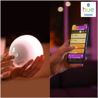 Lampa portabila LED RGBW Philips HUE Go, Bluetooth/Wireless, 6W (43W), 520lm, lumina alba/color, Alb