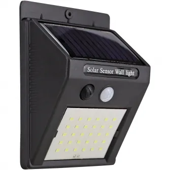 Lampa solara de perete Flink FK-LS-1507B, cu senzor, acumulator 1200 mAh, IP44, lumina rece (6500K), Negru