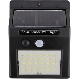 Lampa solara de perete Flink FK-LS-1507B, cu senzor, acumulator 1200 mAh, IP44, lumina rece (6500K), Negru