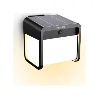 Lampa solara de perete Philips Ezra, cu senzor miscare/lumina, 1.8W, 250/25 lm, lumina alba (3000K), IP44, Negru