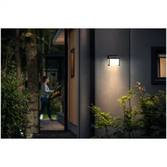 Lampa solara de perete Philips Ezra, cu senzor miscare/lumina, 1.8W, 250/25 lm, lumina alba (3000K), IP44, Negru