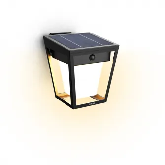 Lampa solara de perete Philips Nissa, cu senzor miscare/lumina, 1.8W, 250/25 lm, lumina alba (3000K), IP44, Negru