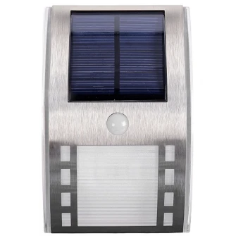 Lampa solara LED de perete Flink LS-7451B, cu senzor de miscare, 1.2W, 50 lm, acumulator 500 mAh 3.2V, otel inoxidabil