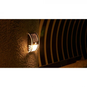 Lampa solara LED de perete Flink LS-7451B, cu senzor de miscare, 1.2W, 50 lm, acumulator 500 mAh 3.2V, otel inoxidabil