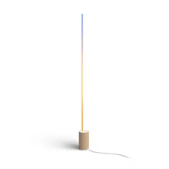 Lampadar LED inteligent Philips Hue Signe, Bluetooth, 29W, 2550 lm, lumina alba si color (2000-6500K), 145.8 cm, Aluminiu/Lemn, Alb