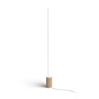 Lampadar LED inteligent Philips Hue Signe, Bluetooth, 29W, 2550 lm, lumina alba si color (2000-6500K), 145.8 cm, Aluminiu/Lemn, Alb