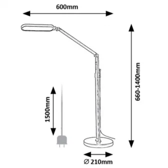 Lampadar LED Rabalux Draco 2310, comutator tactil, 13W, 790 lm, luminozitate reglabila, temperatura lumina reglabila, IP20, 140x21cm, Metal/Plastic, Negru
