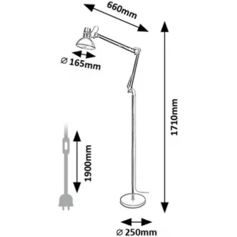 Lampadar Rabalux Aristeo 2197, E27, 1xMAX 40W, IP20, 66x171x25cm, Metal, Bej