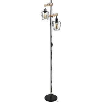 Lampadar Rabalux Fabian, E27, 2x40W, cu intrerupator pe cablu, IP20, 168 cm, Metal, Negru mat
