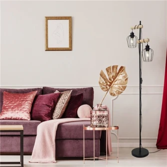 Lampadar Rabalux Fabian, E27, 2x40W, cu intrerupator pe cablu, IP20, 168 cm, Metal, Negru mat