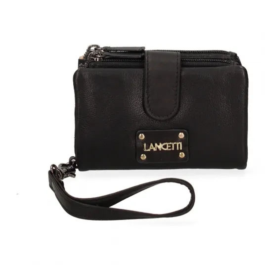 Lancetti, Portofel din piele cu logo, Negru