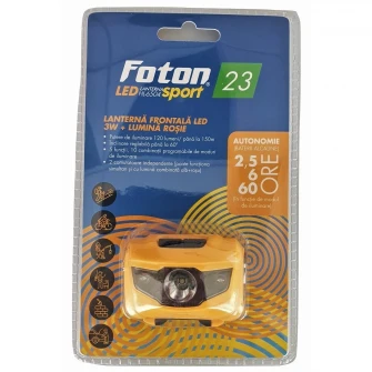 Lanterna frontala FOTON Sport HL6504, led 3W+led rosu, 3xAAA