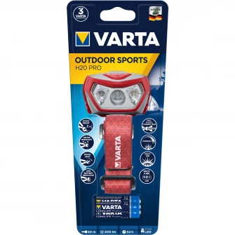 Lanterna LED frontala Varta H20 PRO, dimabila, 200 lm, lumina alba si rosie, IPX4, baterii incluse 3xAAA