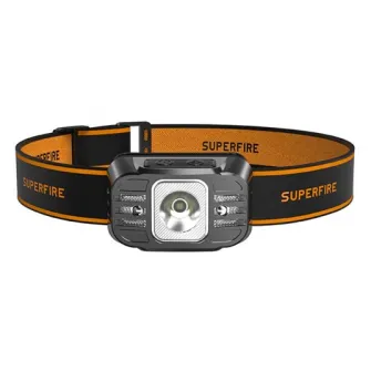 Lanterna LED pentru cap Superfire HL75-X, 220 lm, 800 mAh, lumina rosie, incarcare USB-C, control miscare, IP44