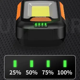 Lanterna LED Superfire G21, COB, 10W, 600 lm, incarcare USB, acumulator 3600 mAh, IP43