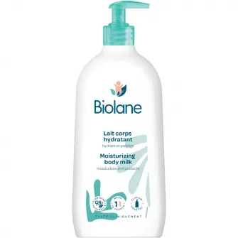 Lapte de corp hidratant pentru bebelusi Biolane, 98% ingrediente de origine naturala, 350 ml