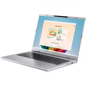 Laptop Acer Aspire 14 AI cu procesor Intel Core Ultra 7 256V pana la 4.8 GHz, 14'', WUXGA IPS, 120Hz, 16GB LPDDR5X, 512GB SSD, Intel Arc Graphics 140V, Windows 11 Home, Pure Silver