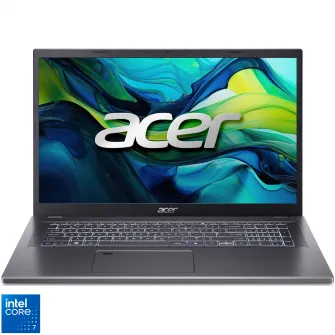 Laptop Acer Aspire 17 cu procesor Intel Core 7 150U pana la 5.4 GHz, 17.3'', FHD IPS, 16GB LPDDR5, 1TB SSD, Intel Graphics, No OS, Steel Gray