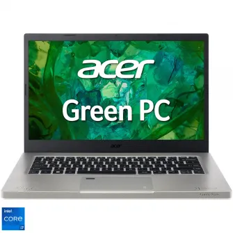 Laptop Acer Aspire Vero cu procesor Intel Core i7-1355U pana la 5.00 GHz, 14'', FHD IPS, 16GB LPDDR4X, 512GB SSD, Intel UHD Graphics, No OS, Cobblestone Gray