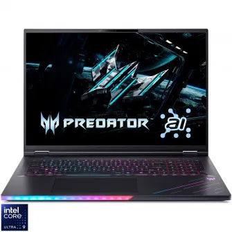 Laptop Acer Gaming Predator Helios 18 AI PH18-73-906Y cu procesor Intel® Core™ Ultra 9 275HX pana la 5.4GHz, 18'' WQXGA, IPS, 250Hz, 32GB DDR5 RAM, 1TB SSD, NVIDIA® GeForce RTX 5080 16GB GDDR7, No OS, Abyssal Black