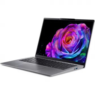 Laptop Acer Swift Go 14 AI OLED SFG14-64-R6AX cu procesor AMD Ryzen™ AI 5 340 pana la 4.8GHz, 14'' WUXGA, OLED, 16GB LPDDR5X RAM, 512GB SSD, AMD Radeon™ 840M, Windows 11 Home, Sparkly Silver