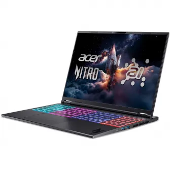 Laptop Gaming Acer Nitro 16S AI AN16S-61-R7LG cu procesor AMD Ryzen™ AI 9 365 pana la 5.0GHz, 16'', WUXGA, IPS, 180Hz, 32GB DDR5 RAM, 1TB SSD, NVIDIA® GeForce RTX™ 5060 8GB GDDR7, No OS, Obsidian Black