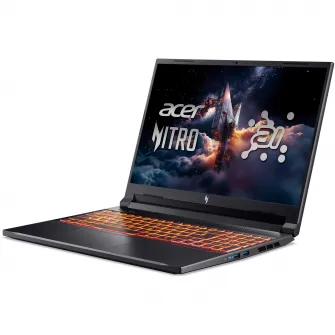 Laptop Gaming Acer Nitro V 16 AI ANV16-42-R71N cu procesor AMD Ryzen™ 7 260 pana la 5.1GHz, 16'', WUXGA, IPS, 180Hz, 16GB DDR5 RAM, 512GB SSD, NVIDIA® GeForce RTX™ 5060 8GB GDDR7, No OS. Shale Black