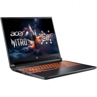 Laptop Gaming Acer Nitro V 16 AI ANV16-42-R71N cu procesor AMD Ryzen™ 7 260 pana la 5.1GHz, 16'', WUXGA, IPS, 180Hz, 16GB DDR5 RAM, 512GB SSD, NVIDIA® GeForce RTX™ 5060 8GB GDDR7, No OS. Shale Black