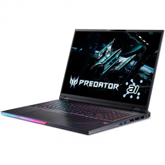 Laptop Gaming Acer Predator Helios 18 AI cu procesor Intel Core Ultra 9 275HX pana la 5.4 GHz, 18'', WQUXGA Mini LED IPS, 120Hz, 64GB DDR5, 1TB + 1TB SSD, NVIDIA GeForce RTX 5090 24GB GDDR7, Windows 11 Pro, Abyssal Black