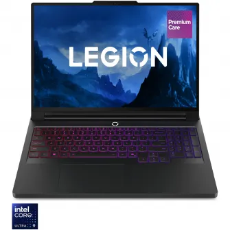 Laptop Gaming Lenovo Legion Pro 7 16IAX10H cu procesor Intel® Core™ Ultra 9 275HX pana la 5.4GHz, 16'' WQXGA, OLED, 240Hz, 32GB DDR5 RAM, 1TB SSD, NVIDIA® GeForce RTX™ 5080 16GB GDDR7, No OS, Eclipse Black, 3y on-site Premium Care